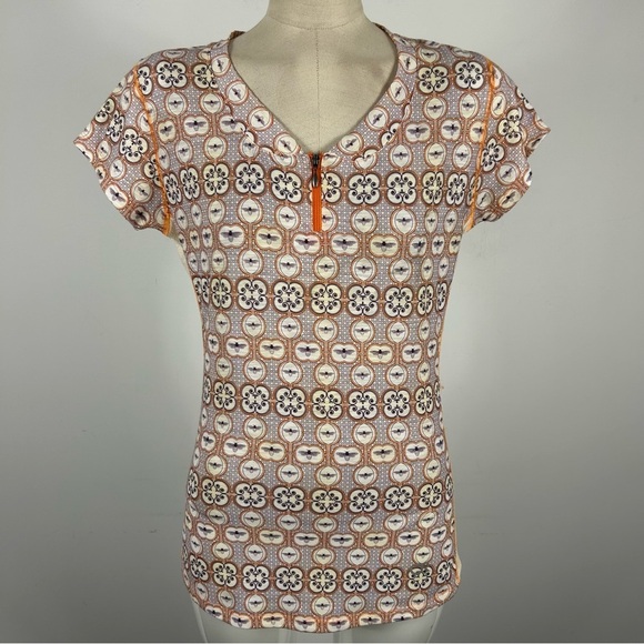 Club ride cycling Patterned V-Neck Women’s Top with Zipper S - Picture 3 of 11